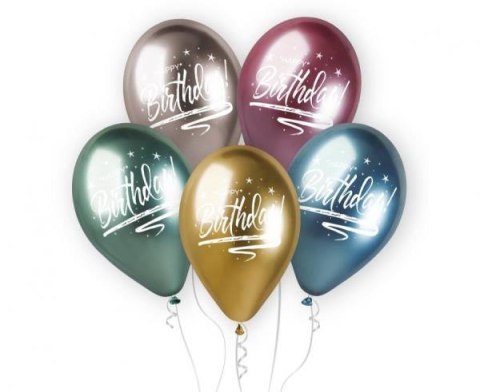 Balony Shiny Premium Hel "Happy Birthday" 13"/33cm 5szt GBS120/798