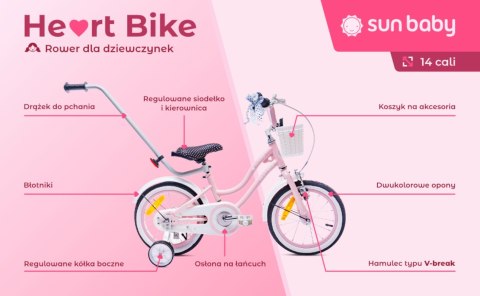 Rowerek dla dziewczynki 14 cali Heart bike - różowy