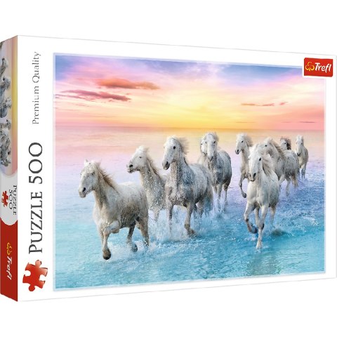 TREFL 37289 Puzzle 500 Białe konie w galopie