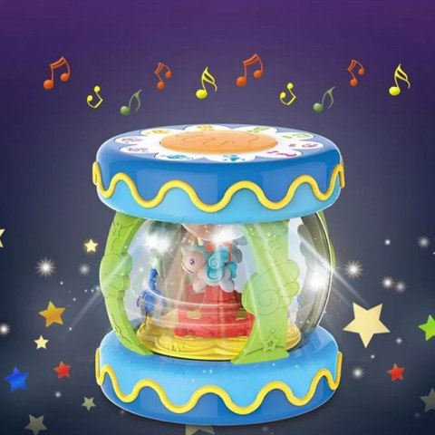 WOOPIE BABY Bębenek Pozytywka Projektor 3w1 Zabawka Muzyczna dla Niemowląt + Walec Roller do Nauki Raczkowania