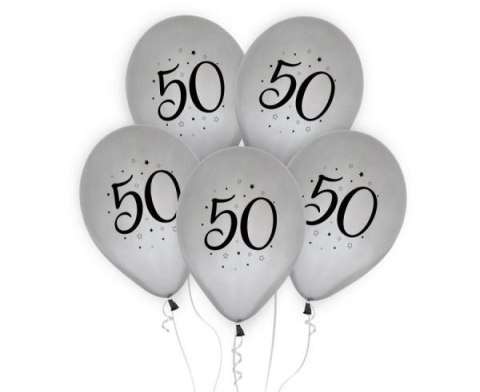 Balony "50" srebrne 5szt 12"/30cm GZ-50S5
