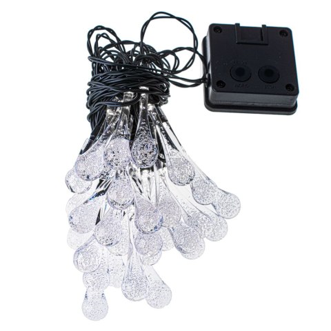 Lampki solarne ogrodowe łezki 6,5m 30LED ciepły biały