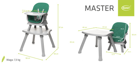 MASTER 4Baby Krzesełko do karmienia 6w1 ze stolikiem - Green