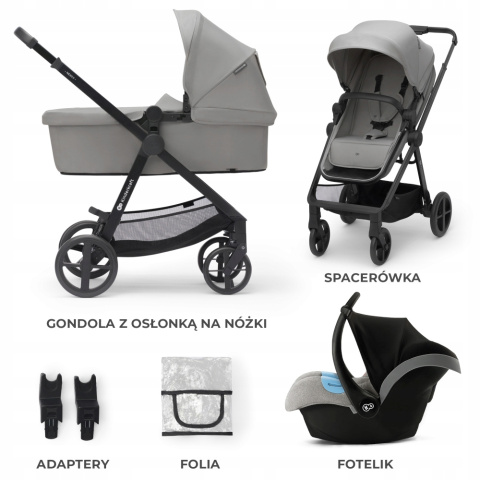 NEWLY Kinderkraft Wózek wielofunkcyjny 3w1 do 22 kg - MOONLIGHT GREY