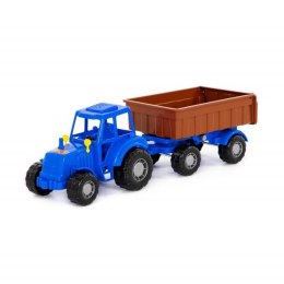 Polesie 84774 Traktor Majster niebieski z przyczepą Nr1 w siatce