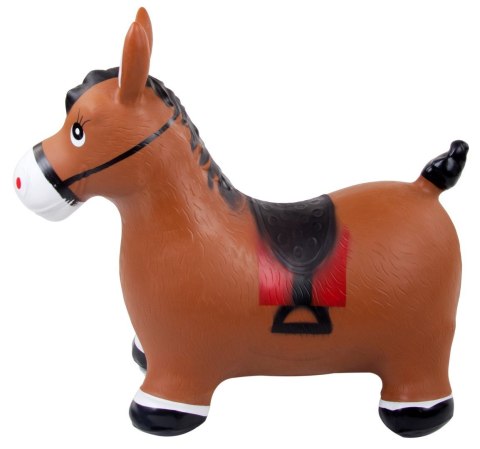 Skoczek gumowy dla dzieci KONIK 58 cm brązowy do skakania z pompką