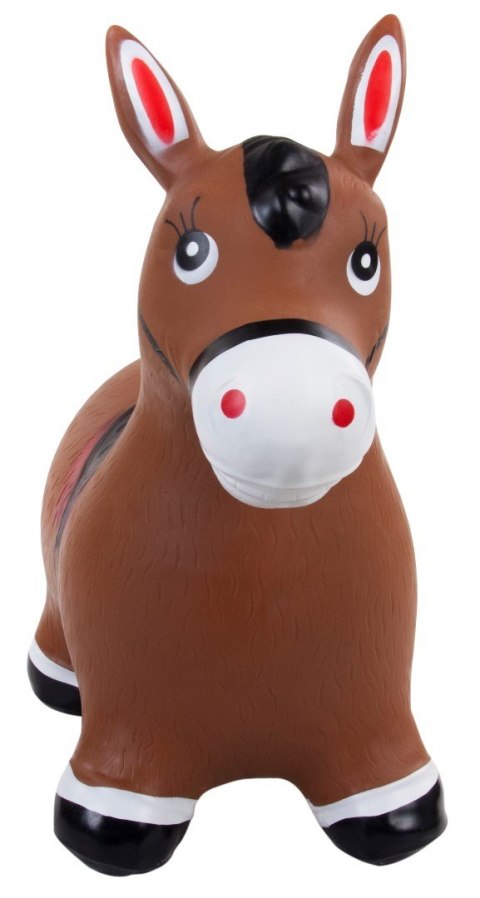 Skoczek gumowy dla dzieci KONIK 58 cm brązowy do skakania z pompką