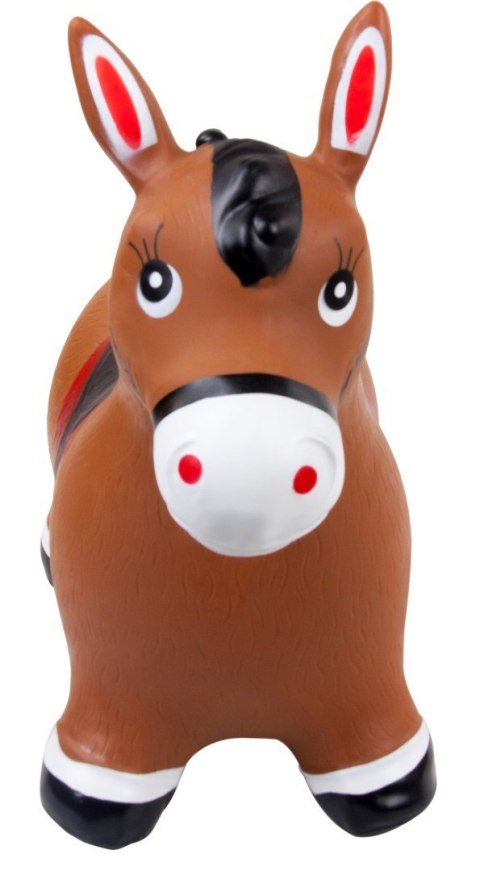 Skoczek gumowy dla dzieci KONIK 58 cm brązowy do skakania z pompką