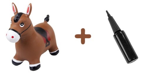 Skoczek gumowy dla dzieci KONIK 58 cm brązowy do skakania z pompką