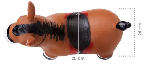 Skoczek gumowy dla dzieci KONIK 58 cm brązowy do skakania z pompką