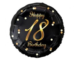 Balon foliowy B&C Happy 18 Birthday czarny, nadruk złoty 18