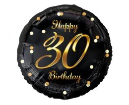 Balon foliowy B&C Happy 30 Birthday czarny, nadruk złoty 18