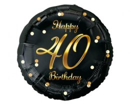 Balon foliowy B&C Happy 40 Birthday czarny, nadruk złoty 18