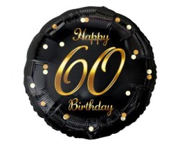 Balon foliowy B&C Happy 60 Birthday, czarny, nadruk złoty 18