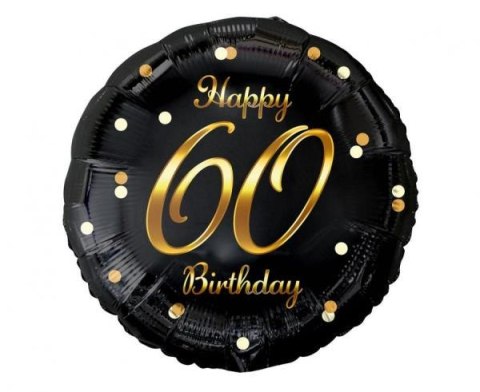 Balon foliowy B&C Happy 60 Birthday, czarny, nadruk złoty 18" GoDan