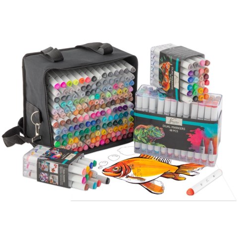 Markery podwójne końcówki 12 szt białe, trojkątne