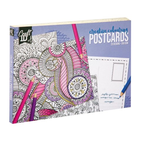 Pocztówki do kolorowania 20 arkuszy, 350 gsm, 2 rodzaje