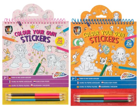 Pokoloruj własne naklejki + 3 dwustronne kredki