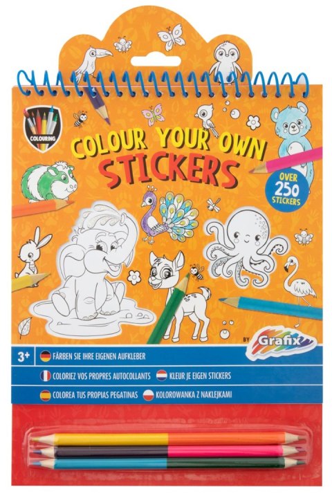 Pokoloruj własne naklejki + 3 dwustronne kredki