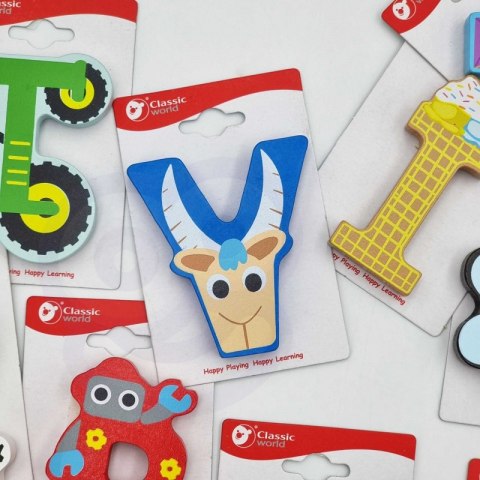 CLASSIC WORLD Drewniany Alfabet ZOO Farma Zestaw Literek 25 szt.