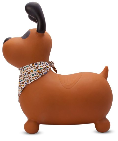 Skoczek gumowy dla dzieci REKSIO 60 cm brązowy z bandaną do skakania z pompką