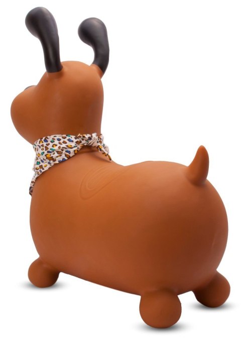 Skoczek gumowy dla dzieci REKSIO 60 cm brązowy z bandaną do skakania z pompką