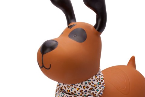 Skoczek gumowy dla dzieci REKSIO 60 cm brązowy z bandaną do skakania z pompką