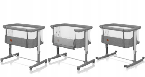 AURORA Lionelo Łózeczko dostawne 3w1 z funkcją kołyski - Grey Concrete