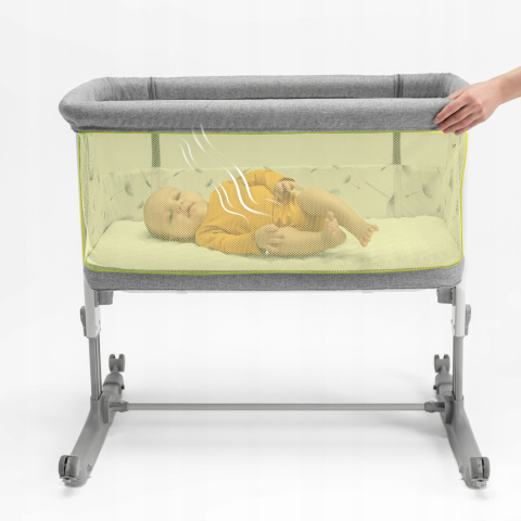 AURORA Lionelo Łózeczko dostawne 3w1 z funkcją kołyski - Grey Concrete