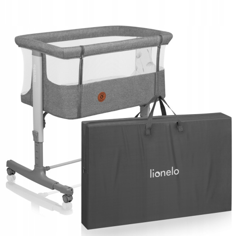 AURORA Lionelo Łózeczko dostawne 3w1 z funkcją kołyski - Grey Concrete