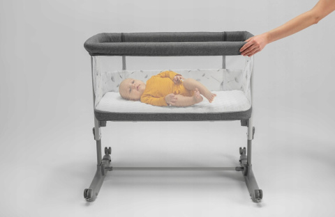 AURORA Lionelo Łózeczko dostawne 3w1 z funkcją kołyski - Grey Concrete