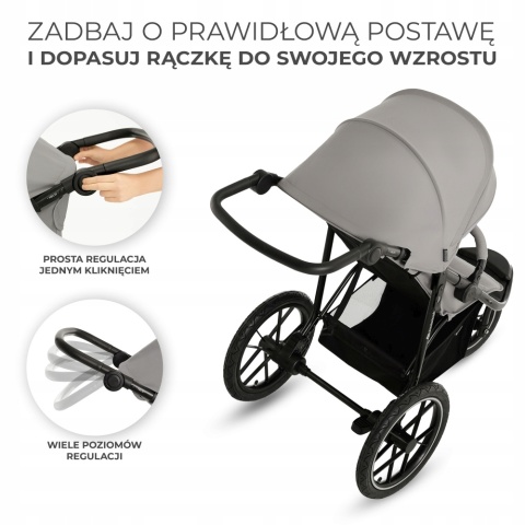HELSI Kinderkraft Sportowy trójkołowy wózek do biegania do 22 kg - DUST GREY
