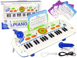 Elektryczne Pianino Keyboard Dla Dzieci Niebieski Nuty USB MP3