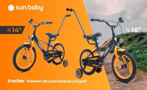 Rowerek dla chłopca 16 cali Tracker bike z pchaczem neon pomarańczowy