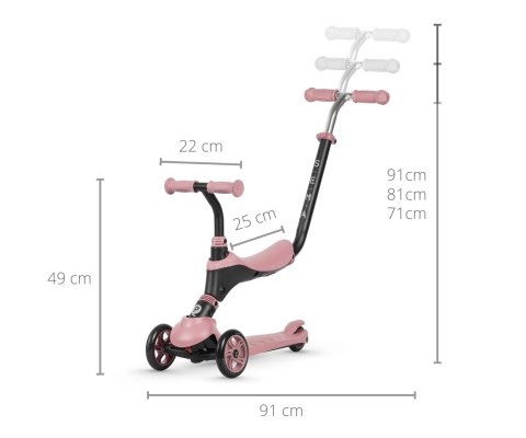 MILLY MALLY 4541 Qplay Hulajnoga Sema 3w1 pink