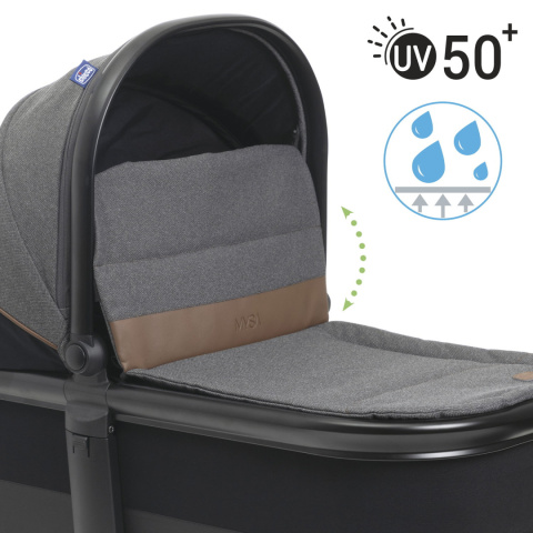 MYSA Chicco 0-9 kg lekka gondola do wózka 3,3kg - BLACK SATIN