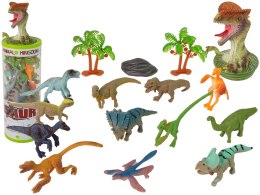 Zestaw Zwierzęta Dinozaury Figurki 12szt. Akcesoria W Tubie