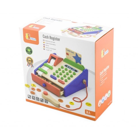 VIGA Drewniana Kasa sklepowa z akcesoriami Skaner Montessori