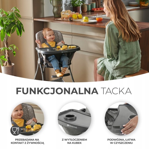 FOLDEE Kinderkraft Składane krzesełko do karmienia - GREY