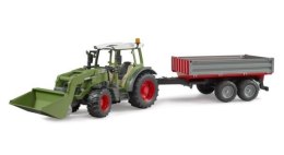 Traktor Fendt Vario 211 ładowaczem czołowym i srebrną przyczepą (02019) BRUDER 02182