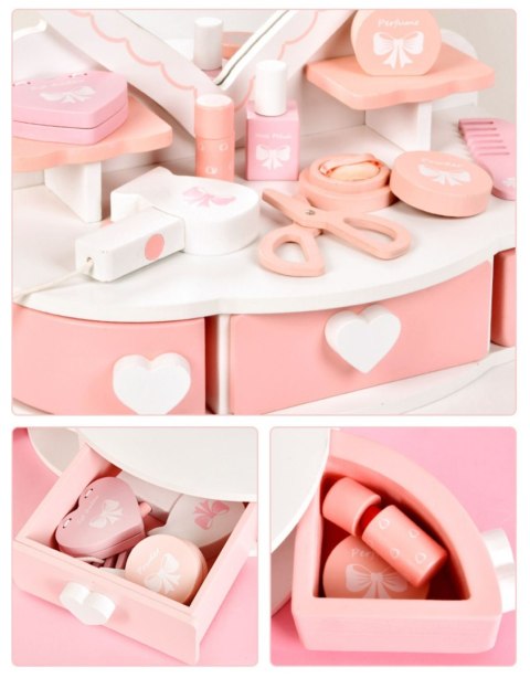 Drewniana toaletka dla dziewczynki kosmetyki