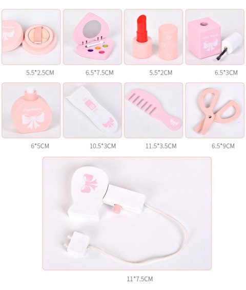 Drewniana toaletka dla dziewczynki kosmetyki