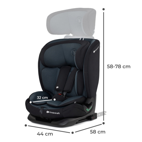 ONETO3 i-Size Kinderkraft fotelik samochodowy 9-36 kg ISOFIX - GRAPHITE BLACK