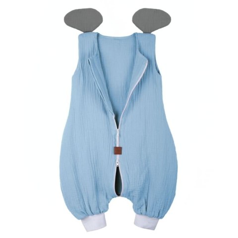 Hi Little One śpiworek do spania z nogawkami dla Niemowlaka TOG 1,0 BIO muślin ELEPHANT Baby Blue/Gray roz S