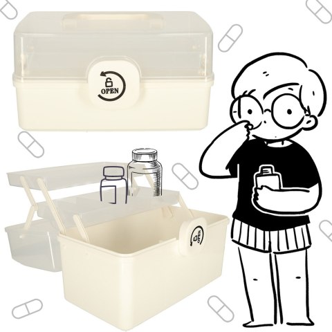 Organizer na leki pojemnik pudełko kasetka apteczka duży XL na zamek skrzynka 29x16x15cm