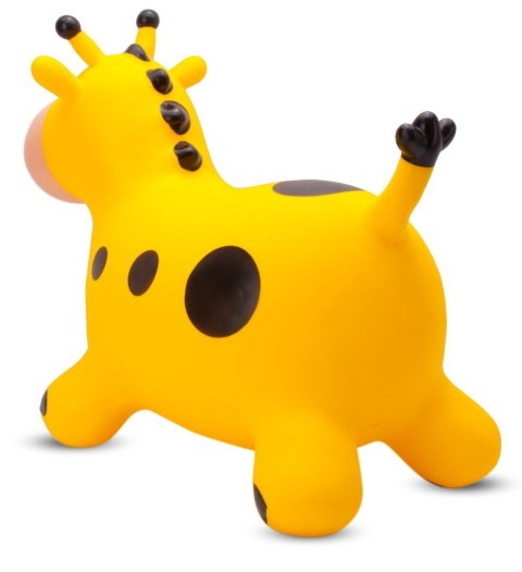Skoczek gumowy dla dzieci ŻYRAFKA 58 cm żółty z bandaną do skakania z pompką