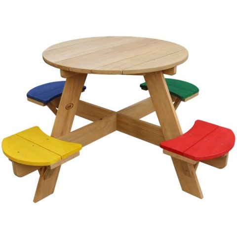 Axi Drewniany Stolik Piknikowy "Ufo" 4 kolorowe Miejsca Siedzące