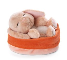 NICI 48708 Maskotka pluszowa króliczek 12cm śpiący w koszyczku, karmelowy