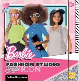 Szkicownik Barbie Fashion Studio Style Icon 12839 + 8 pisaków, arkusz ze wzorami, naklejki
