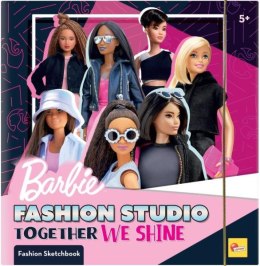 Szkicownik Barbie Fashion Studio Together We Shine 12808 + 8 pisaków, szablon ze wzorami, naklejki
